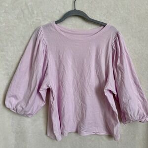 Sonoma Goods for Life Lavender Puff Sleeve Top Women's Small 100% Cotton